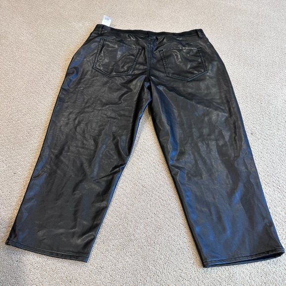 Abercrombie & Fitch Pants Vegan Leather Ankle Straight Ultra High Sz 18S/P Curve - Picture 11 of 12
